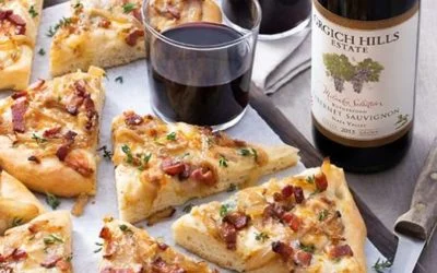 Caramelized Onion, Bacon, and Blue Cheese Flatbread