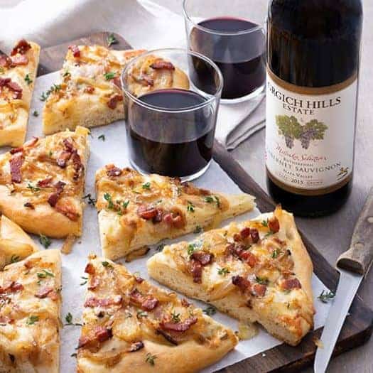 Caramelized Onion, Bacon, and Blue Cheese Flatbread