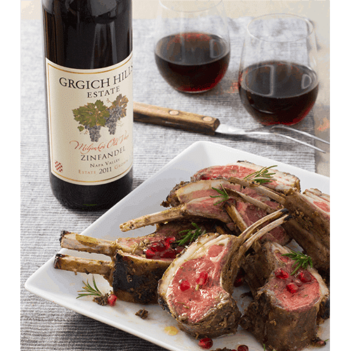 Pomegranate Rack of Lamb with Garlic and Rosemary