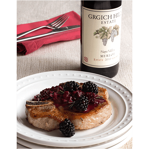 Pan-Seared Pork Chops with Blackberry Pan Sauce