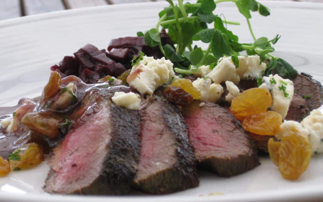 Grilled Beef Steak with Gorgonzola Risotto