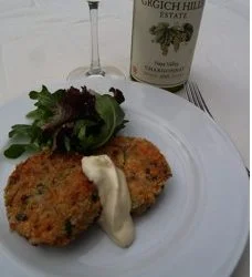 Salmon Cake with Saffron Aioli