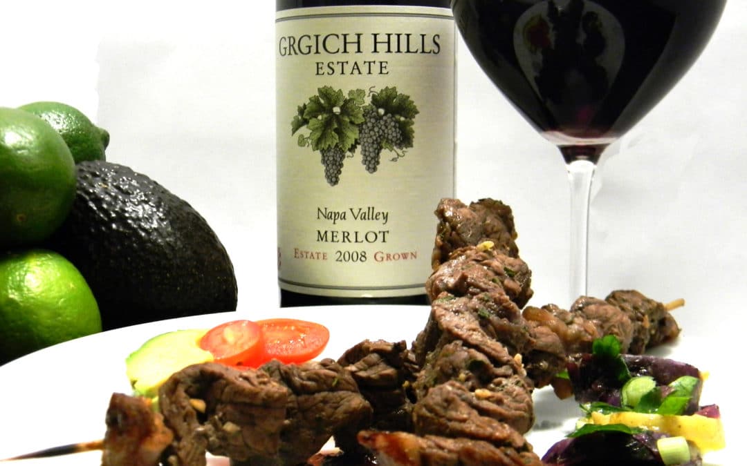 Brazilian BBQ dish with Merlot