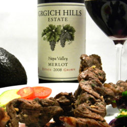 Brazilian BBQ dish with Merlot