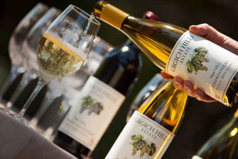 wine being poured into glass