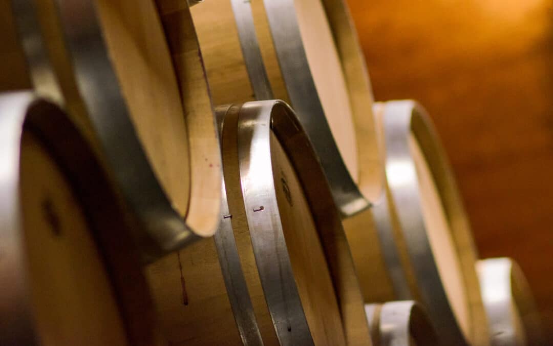 wine barrels stacked